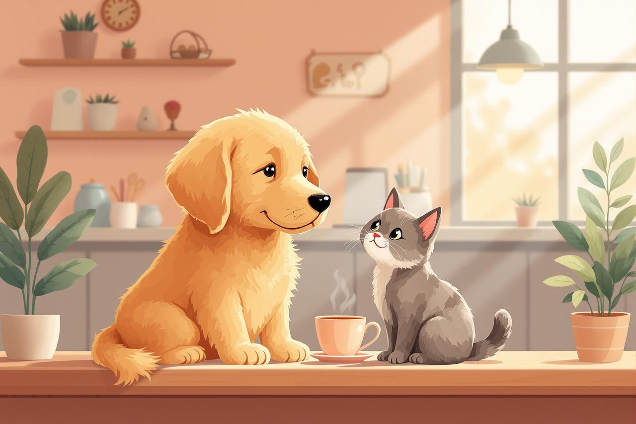 黄豆短剧 - 《咖啡店的猫》第8集：新来的小金毛